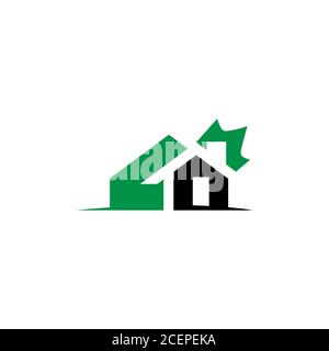Abstract home design icon symbol with color green. Flat design home for element design. Vector illustration EPS.8 EPS.10 Stock Vector