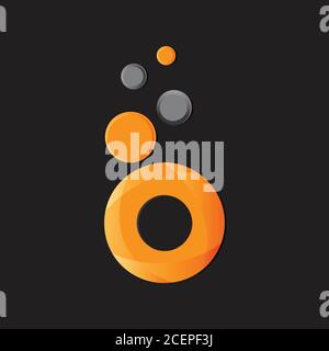 Abstract letter O in orange glass for element design. Design letter O for your business symbol. Vector illustration EPS.8 EPS.10 Stock Vector