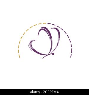 Simple design Butterfly icon symbol with purple color. Flat design butterfly on the white background. Vector illustration EPS.8 EPS.10 Stock Vector