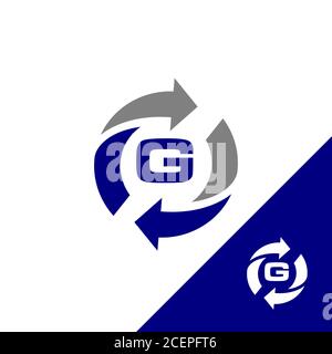 Simple design letter G with round arrow and color blue. Flat design letter G. Vector illustration EPS.8 EPS.10 Stock Vector