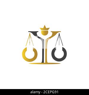 Ancient scales or Justice scales shape people with crown. Simple and flat style justice scale. Vector illustration EPS.8 EPS.10 Stock Vector