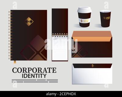 notebook elements of brand identity vector illustration design Stock Vector