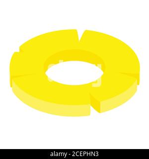 Vector illustration round pineapple slice icon isolated on white background. Isometric veiw. Summer tropical fruit Stock Vector