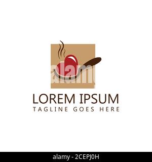 Vector spoon with love icon symbol isolated on white background. Design spoon icon in trendy design style. Vector illustration EPS.8 EPS.10 Stock Vector