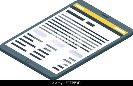 Home office work tablet icon, isometric style Stock Vector