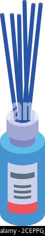 Blue sticks diffuser bottle icon, isometric style Stock Vector