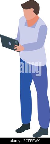 Home office worker icon, isometric style Stock Vector