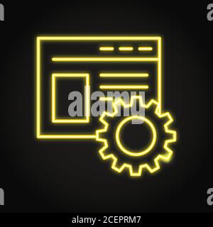 Page optimization icon in neon line style. Website SEO concept symbol. Vector illustration. Stock Vector