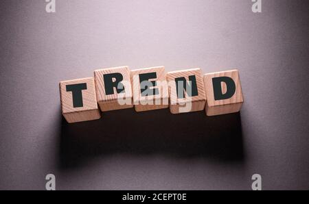 Trend Word Written on Wooden Cubes Stock Photo