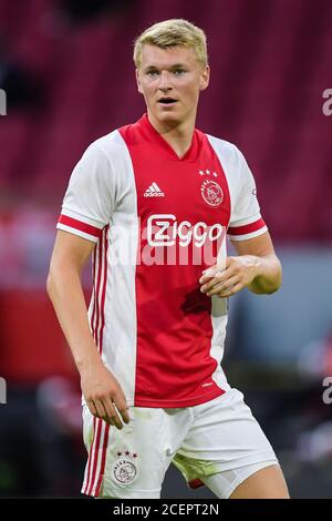 AMSTERDAM, NETHERLANDS - AUGUST 25: Perr Schuurs of Ajax during the pre season match between Ajax and Hertha BSC on August 25, 2020 in Amsterdam, The Netherlands.  *** Local Caption *** Perr Schuurs Stock Photo