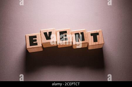 Event Word Written on Wooden Cubes Stock Photo