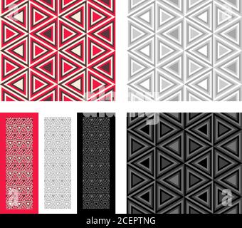Fashion geometrical pattern with triangles. Seamless vector background. Set of 3 color variation. Stock Vector