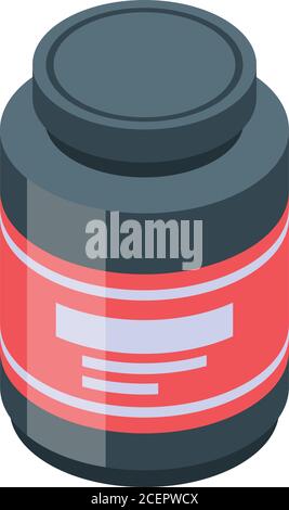 Home training protein jar icon, isometric style Stock Vector