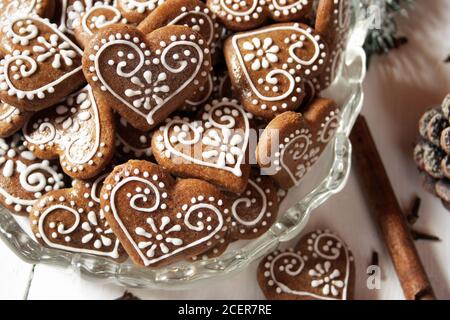 Medenjaci - Croatian Gingerbread Honey Cookies Christmas gingerbread cookies on white background Stock Photo