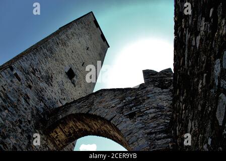 Tower from castlegrande in Bellinzona Stock Photo