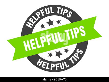 helpful tips sign. round isolated sticker. ribbon tag Stock Vector
