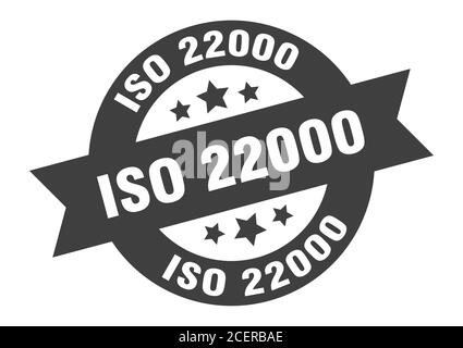 iso 22000 sign. round isolated sticker. ribbon tag Stock Vector