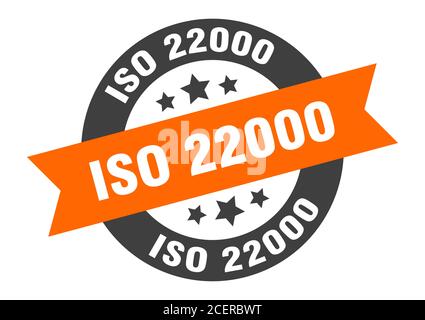 iso 22000 sign. round isolated sticker. ribbon tag Stock Vector