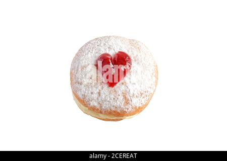 Jelly doughnut isolated on white background. Top view Stock Photo
