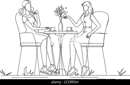 Single one line drawing two best friends girls reunite and giving high five  gesture when meeting at the street. Happy friendship concept. Modern  continuous line draw design graphic vector illustration 31613727 Vector