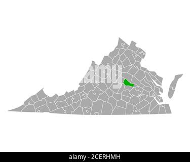 Map of Goochland in Virginia Stock Photo