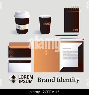 pencil and notebook elements of brand identity vector illustration design Stock Vector