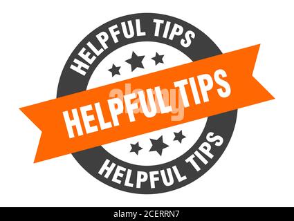 helpful tips sign. round isolated sticker. ribbon tag Stock Vector