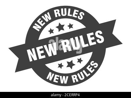 new rules sign. round isolated sticker. ribbon tag Stock Vector