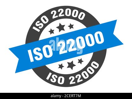 iso 22000 sign. round isolated sticker. ribbon tag Stock Vector