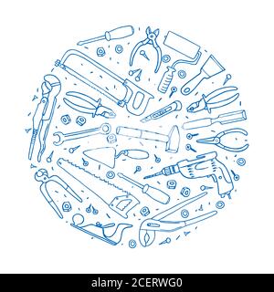 Tools Repair and Construction illustration for your design Stock Vector
