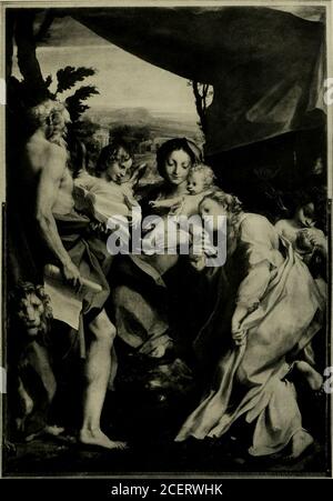 . Antonio Allegri da Correggio, his life, his friends, and his time. brought all the work to a standstill. The dignity of the order de-manded its completion. But how were the necessary funds to beobtained ? A fatal thought flashed on the Preceptor! The St. Jeromemight be sold! Fortunately, the preliminaries were not conductedwith sufficient secrecy, and the affair came to the ears of DukeFrancesco Farnese. In a letter to the Marchese Pier Luigi dellaRosa, he writes as follows : I positively will not suffer the altar-piece in Sant Antonio to leave my dominions ; hence you answeredMonsieur Crosa Stock Photo