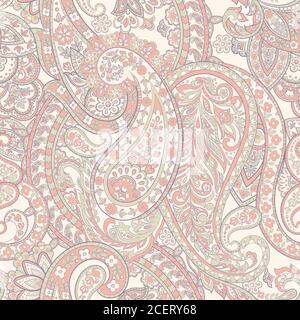 Floral Paisley Pattern. Seamless Asian Textile Background Stock Vector