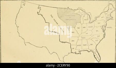 . Territorial and commercial expansion of the United States, 1800-1900. No. 17.—1834. Portion of Missouri Territory Lying NoRTn of the State of Missouri, Extending North to the Canada Lineand West to the Missouri and White Earth Rivers Attached to the Territory of Michigan.—Remainder of the MissouriTerritory Designated as the Indian Country.. No. 18.—1836-1837. Territory of Wisconsin Formed from Western Part of the Territory of Michigan in 1836, and RemainderAdmitted as the State of Michigan in 1837.—Boundary Line of Missouri Extended to the Missouri River at theNorthwest Corner of the State ( Stock Photo