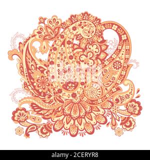 Colorful Paisley Damask ornament. Isolated Vector illustration Stock Vector
