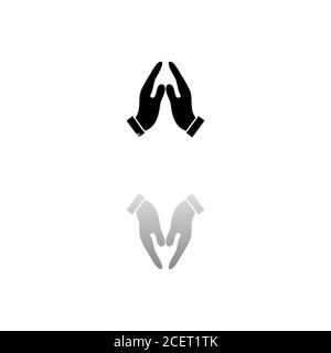 Supporting hands. Black symbol on white background. Simple illustration. Flat Vector Icon. Mirror Reflection Shadow. Can be used in logo, web, mobile Stock Vector