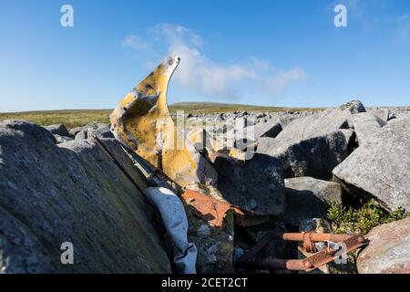 The Twisted Metal Wreckage from an Avro Anson Mk.I DJ453 which crashed on Cross Fell on 18th March 1943, Cumbria, UK Stock Photo