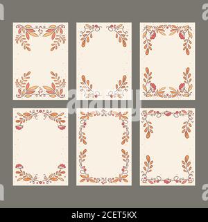 Set of Autumn Frames for Stationery Designs. Layouts of Writing paper, greeting cards, planner and notebook pages Stock Vector