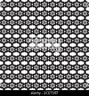 Flower Line Seamless Pattern - Black and White Colors Stock Vector