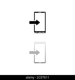 Incoming calls. Black symbol on white background. Simple illustration. Flat Vector Icon. Mirror Reflection Shadow. Can be used in logo, web, mobile an Stock Vector