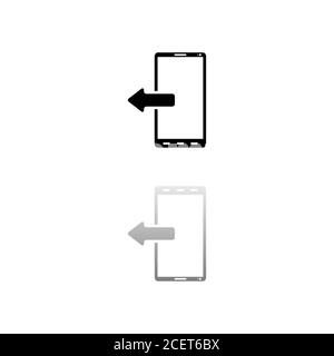 Outcoming calls. Black symbol on white background. Simple illustration. Flat Vector Icon. Mirror Reflection Shadow. Can be used in logo, web, mobile a Stock Vector