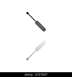 Screwdriver. Black symbol on white background. Simple illustration. Flat Vector Icon. Mirror Reflection Shadow. Can be used in logo, web, mobile and U Stock Vector