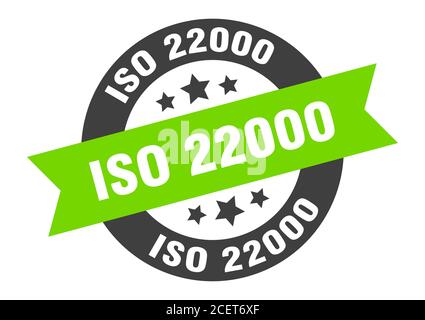 iso 22000 sign. round isolated sticker. ribbon tag Stock Vector