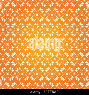 Flower Line Seamless Pattern - Orange and White Colors Stock Vector