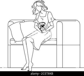 Pregnant Young Woman Think About Abortion Vector Stock Vector