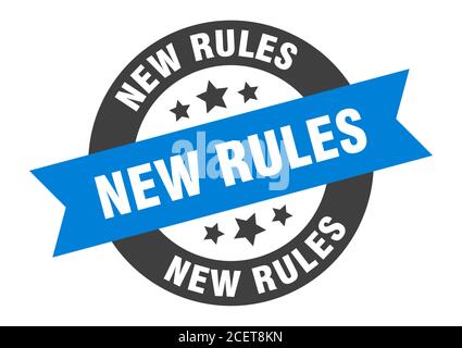 new rules sign. round isolated sticker. ribbon tag Stock Vector