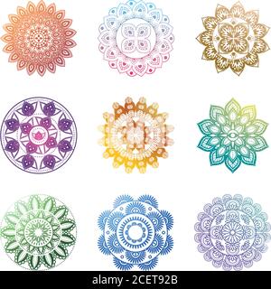 set of gradient mandalas on white background vector illustration design Stock Vector