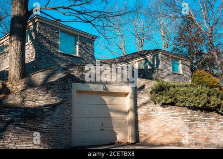 Driveway of an Earl Young house in Charlevoix Michigan Stock Photo