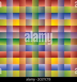Background Pattern with Crossing Lines - Multicolored Squares - Fabric Style Stock Vector