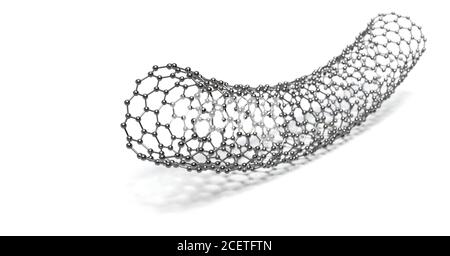 carbon nanotube on white background 3D rendering Stock Photo