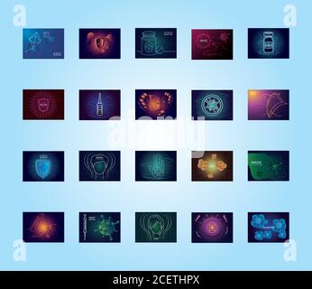 set of icons immunity, shield protecting from viruses vector illustration design Stock Vector